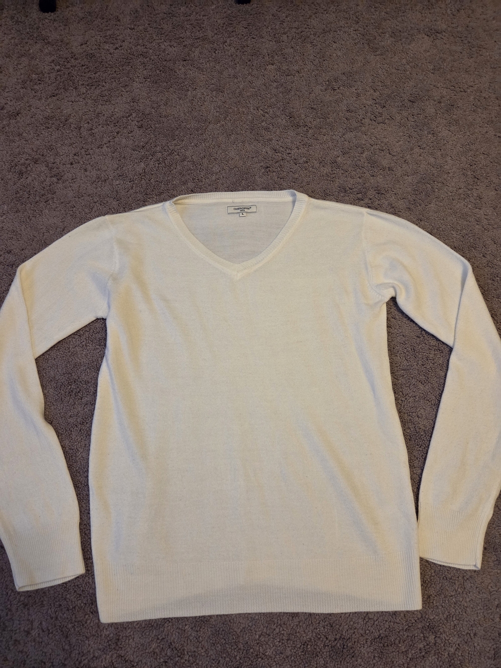 Cherokee 1973 Cream Knit Pullover Crewneck Sweater Size Large Women's